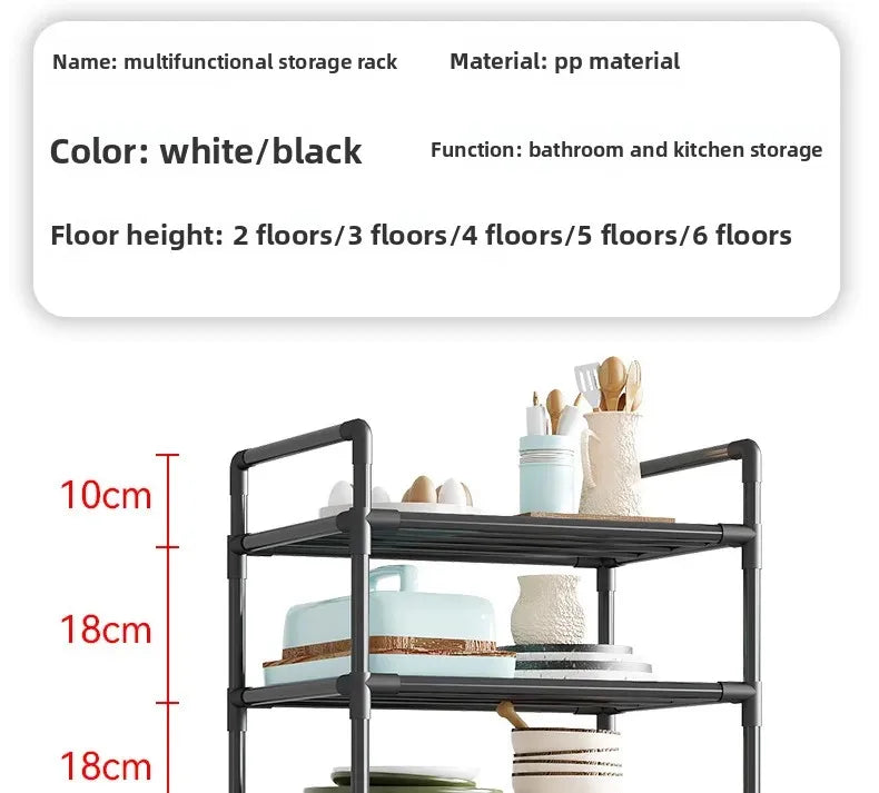 Microwave Oven Rack - Multi-Layer Removable Kitchen Storage Rack with Wheels