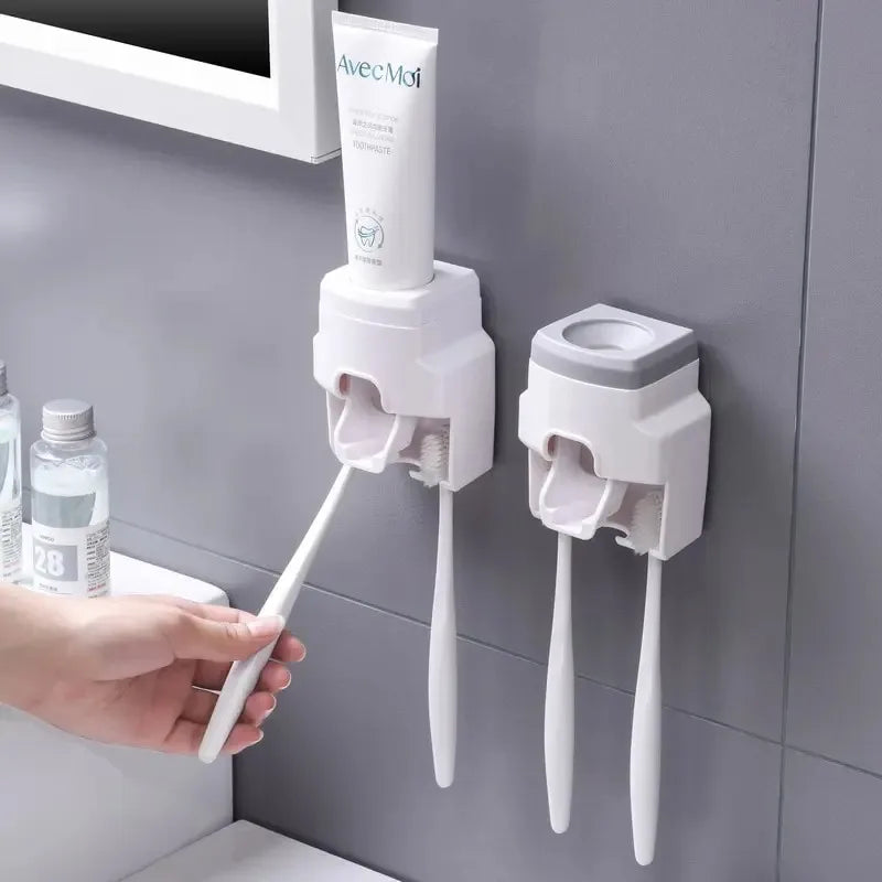 Automatic Toothpaste Dispenser  Toothbrush Holder - Wall Mount Squeezer for Bathroom - ZOOMNSTORE