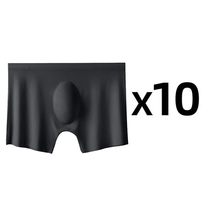 Mens Ice Silk Boxers - 10 Pcs Ultra-Thin Seamless Breathable Underwear