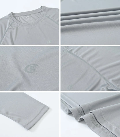 Men UPF 50+ Long Sleeve T-Shirt, Rash Guard Breathable Tops, Pullover Shirt for Sport Fishing Hiking Running Beach Surfing