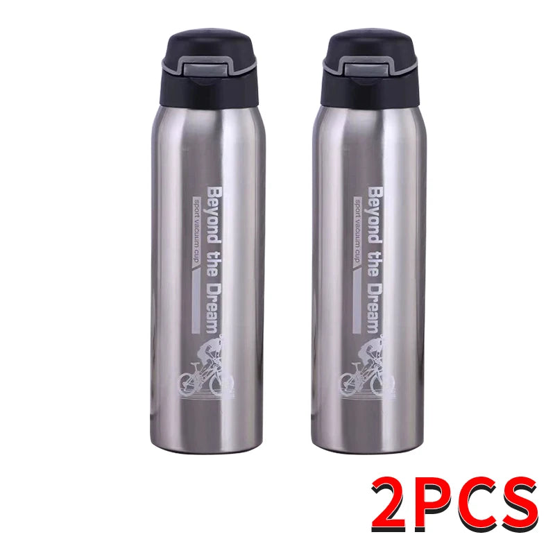 500ML Bicycle Water Bottle Vacuum Stainless Steel Cycling Water Bottle Double Walled Simple Thermo Mug Insulated With Straw