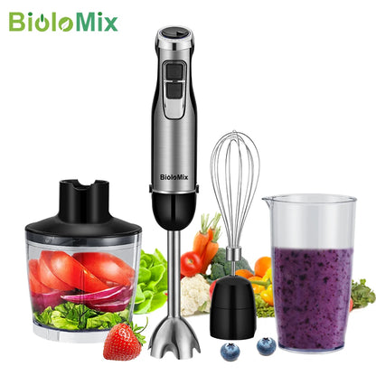 High Power 1200W Immersion Blender with Chopper  Smoothie Cup - Stainless Steel Blades