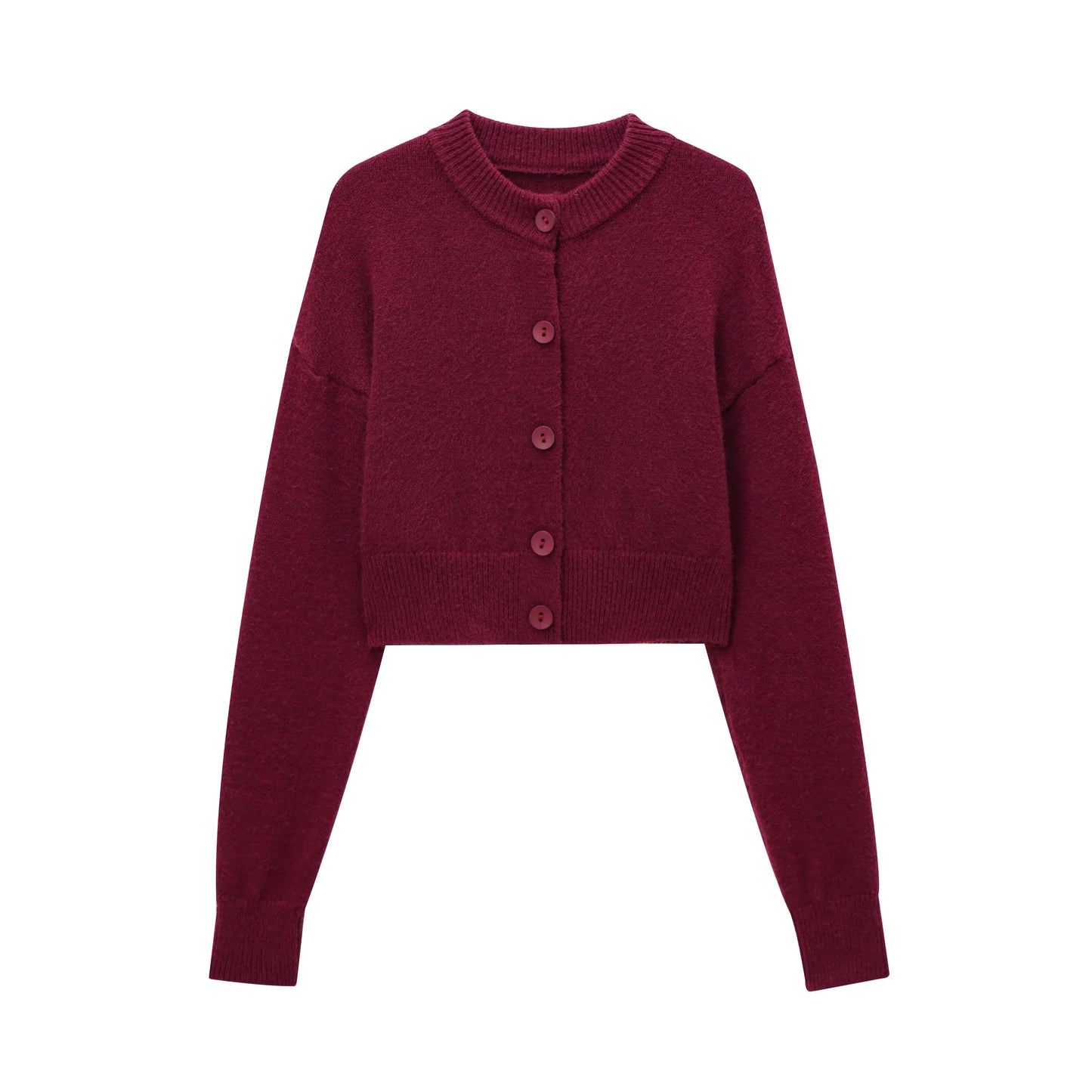 HH Women Cropped Knit Cardigan Sweater Single Breasted Long Sleeve O Neck Coat Elegant Solid Outerwear Female Chic Top