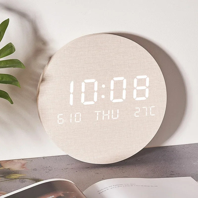 LED Digital Wall Clock - Multi-Function Silent Time  Temperature Display for Home  Bedroom