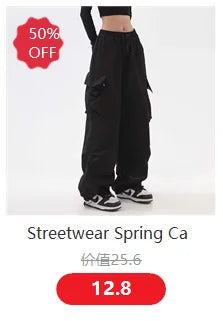 Women Y2K Streetwear Cargo Pants Vintage Fashion High Waist Baggy Trousers Female Loose Sweatpants Wide Leg Joggers Trousers