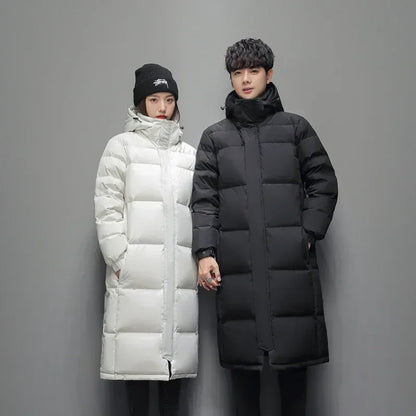 New Winter Long Puffer Jackets for Men and Women Hooded Casual Duck Down Coats Quality Couples Outdoor Windproof Warm Jackets 5X