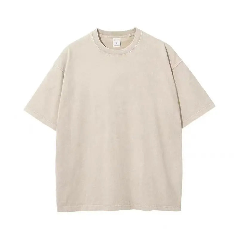 Retro Heavyweight T-Shirt - Solid Color Tee | Breathable Cotton Shirt, Short Sleeve Casual Top