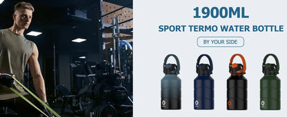FEIJIAN Thermos Bottle 1.9L Large Capacity Stainless Steel Thermal Water Bottle Cold and Hot Vacuum Flask With rope Gym