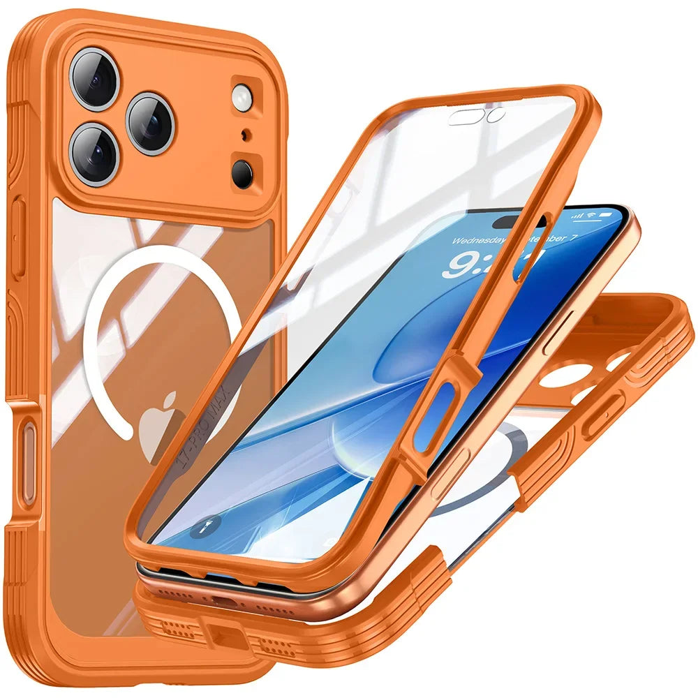 For MagSafe Wireless Charging 360° Fully Protected Double-sided Transparent Magnetic Case For iPhone 17 Pro Max&Air Back Cover