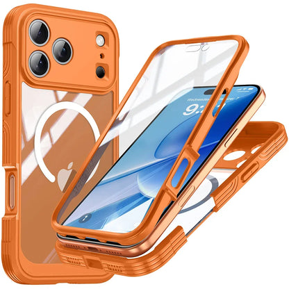 For MagSafe Wireless Charging 360° Fully Protected Double-sided Transparent Magnetic Case For iPhone 17 Pro Max&Air Back Cover