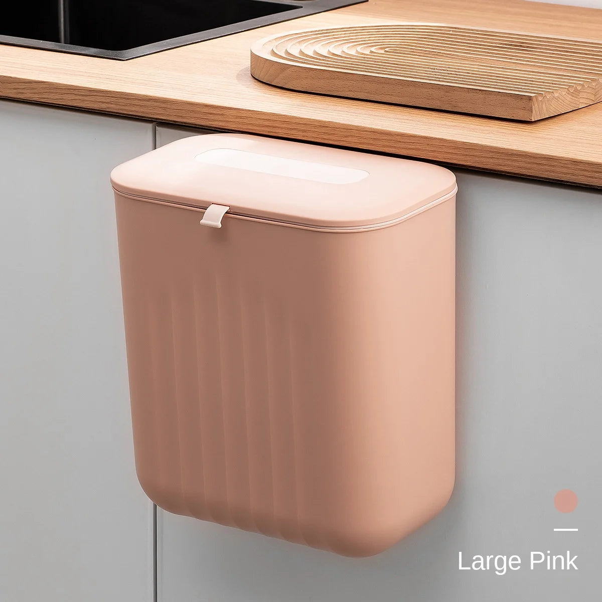 Wall-Mounted Trash Bin with Silicone Handle - Two-Way Opening Lid PP Storage Tube