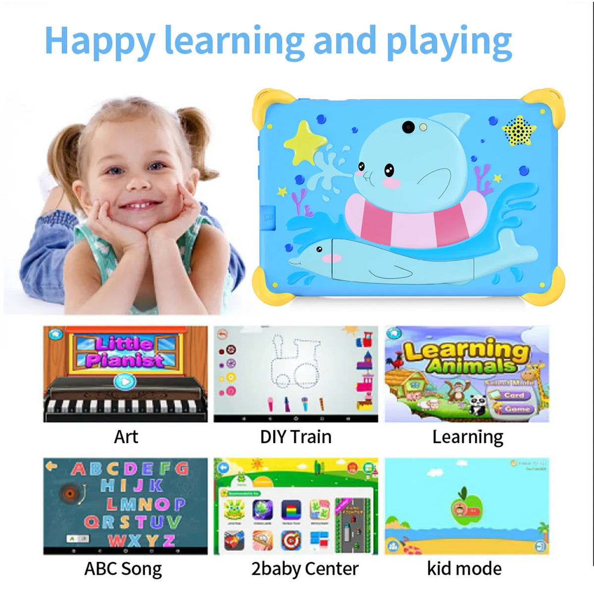 7 Inch 5G Kids' Tablet with Cartoon Pattern Android Learning Education PC with Kids-Proof Case 4000mAh Tablet