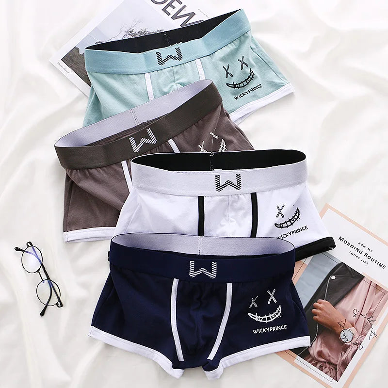 Men Cotton Boxers - Breathable U-Convex Boxer Design, Soft Knit Fabric Underwear Set