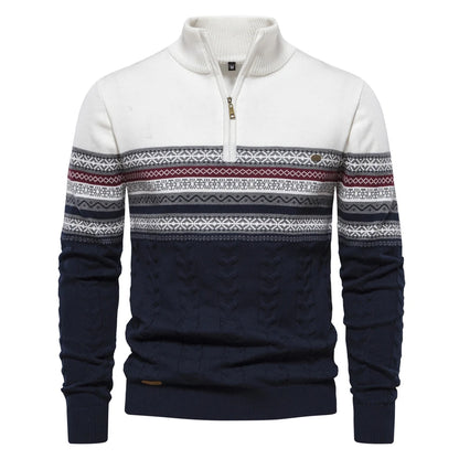 2023 New Autumn High Quality Zipper Pullers Men Warm Winter Cotton Sweaters for Men Ethnic Patterns Casual Mens Sweater