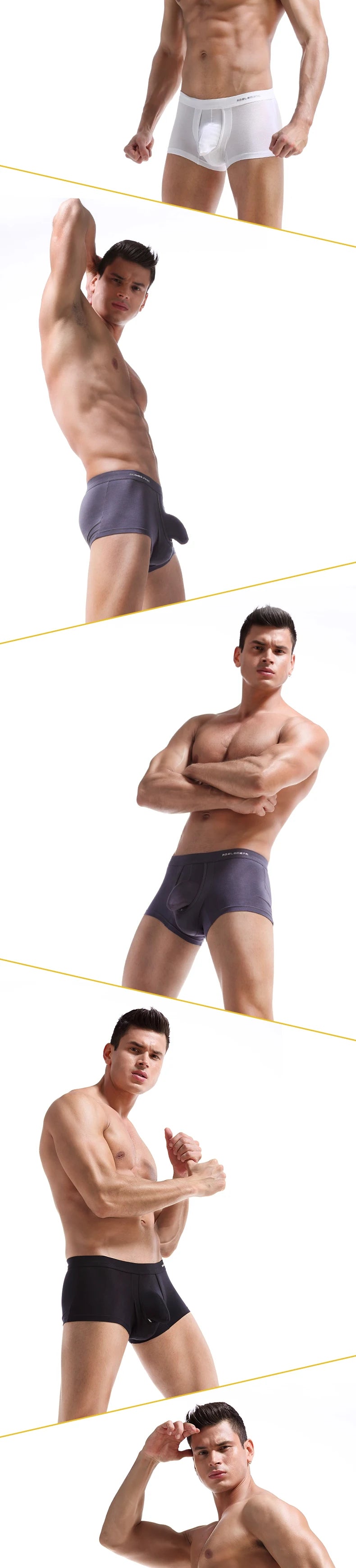 Gun-bullet separation underwear for men, scrotal support venous bottom pants, ice silk bag, curved men's briefs