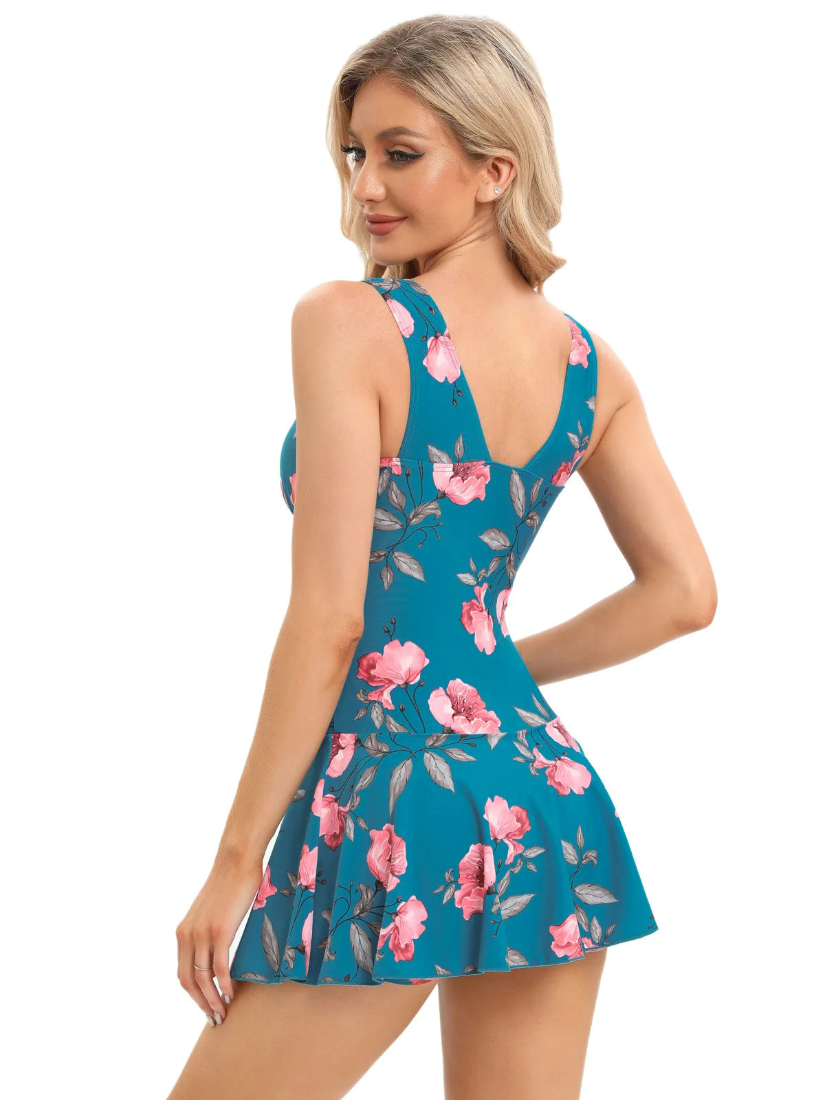 European and American Conservative Women's Large-size Printed Cherry One-piece Conservative Belly-covering and Slimming Swimsuit
