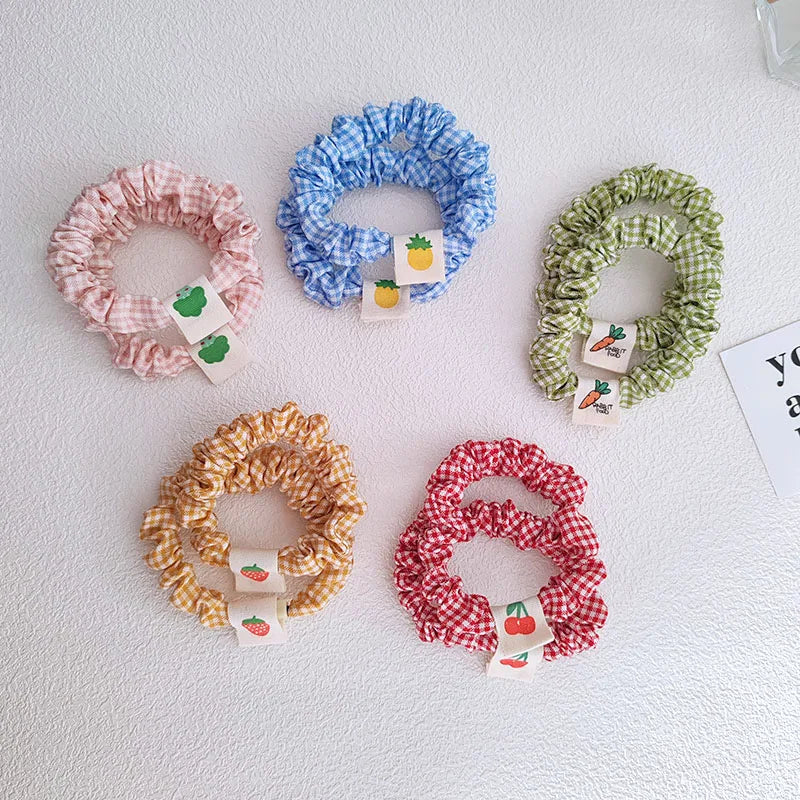 2PC Cherry Strawberry Elastic Hair Bands Set Women Girls Kids Hair Ties Rubberband Hair Accessories Scrunchy Rope
