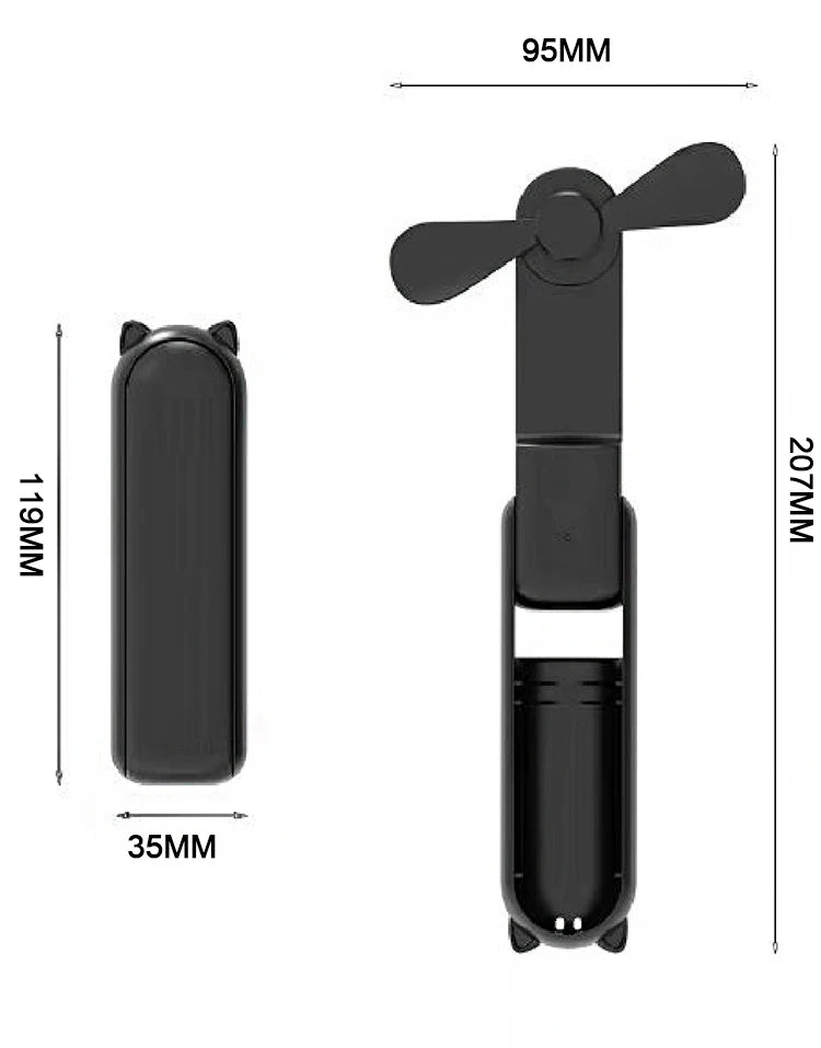 Foldable Small Fan Portable and high-power Hand Held Portable Mini Fan Rechargeable Hand USB Charge Fan