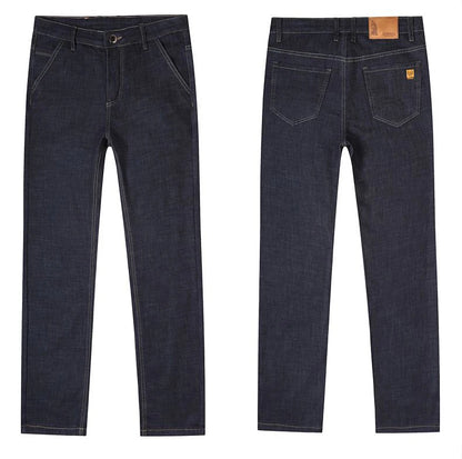 Light blue classic business jeans, fashionable breathable denim elastic pants, black blue men's straight leg jeans, sizes 28-40