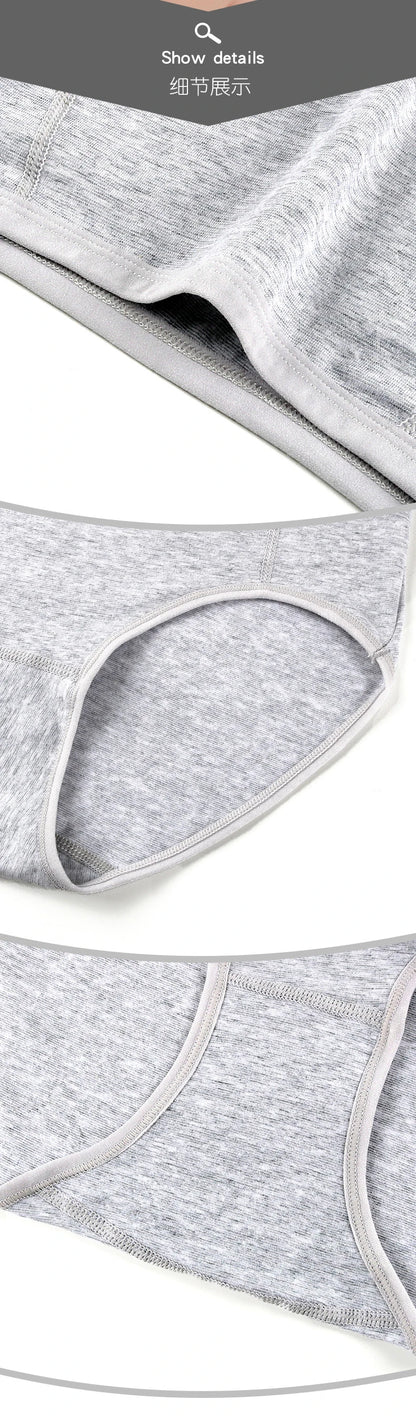 3pcs Pure Cotton Brief Female Solid Panties Girls High Waist Comfort Underpants Lady Plus Size Underwear Women Ventilate Pantys