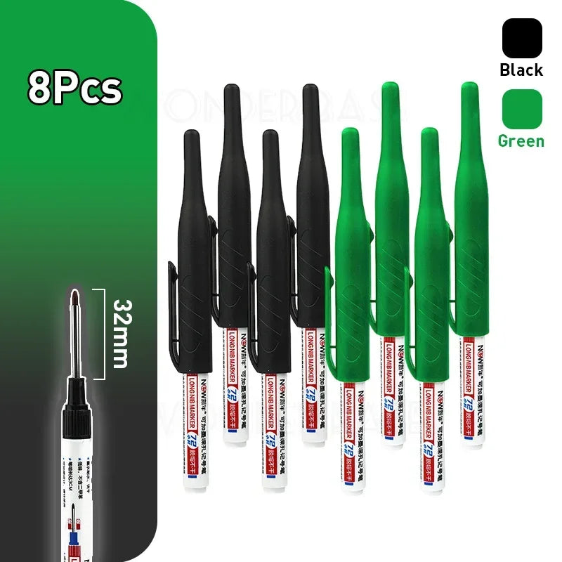 Waterproof Multi-Purpose 32mm Deep Hole Marker Pens - 1-8 Pcs in 4 Colors for Wood Tile Metal  Bathroom Use
