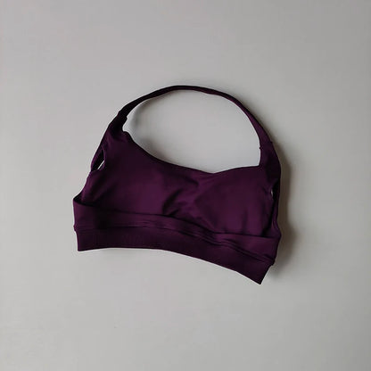 Padded Sports Bra - Shockproof Seamless Workout Bra With Halter Straps, Medium Support
