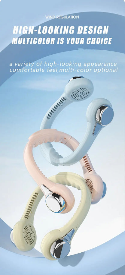 Neck-Hanging Fan Portable Summer Air Cooler USB Cooling Fan + Summer Personal Cooling Fan Hands-Free Fan/Wearable/Suitable for Outdoor Activities/Sports/Kitchen/Office
