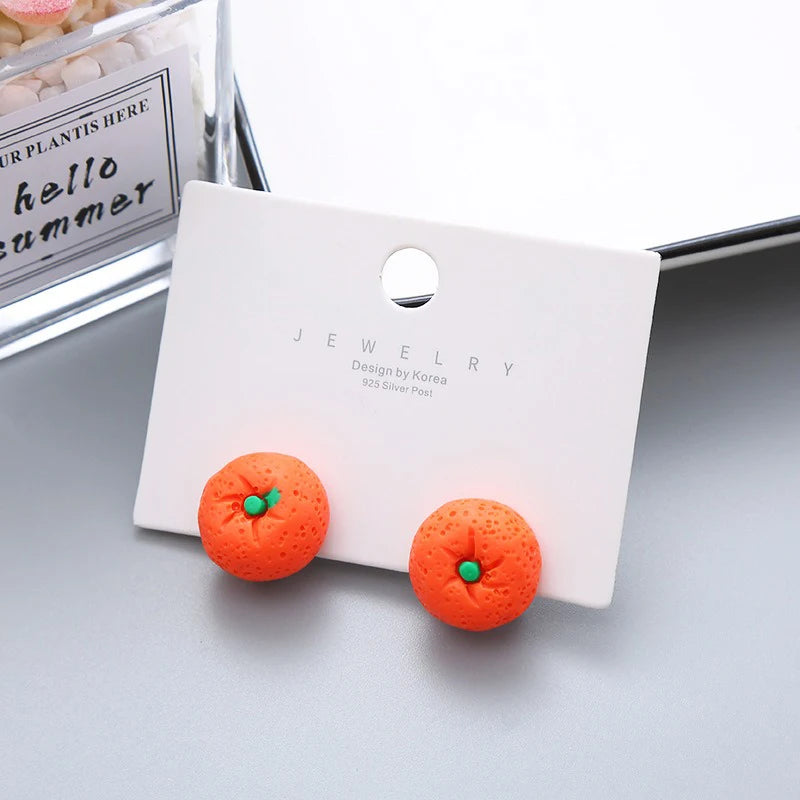 Children's Earrings No Punch Cute Vegetables Flowers Girls Ear Clips Korean Version Pain-resistant Resin Children's Ear Clips