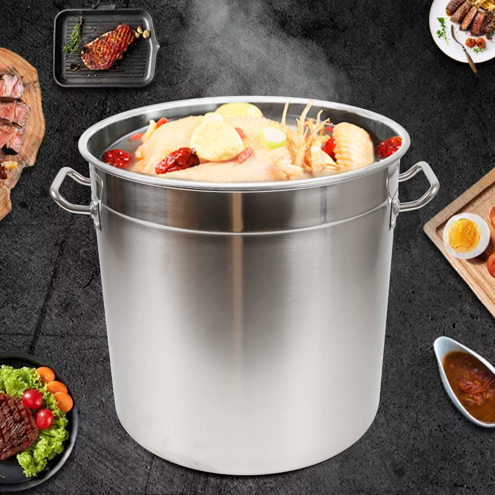 35L Stainless Steel Stock Pot – Large-Capacity Soup Pot with Lid