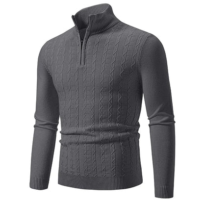 Autumn Winter New Men's Half Zipper Knitted Pullovers Fashion Slim Fit Sweater Men Casual Mock Neck Warm Knit Sweater Pullovers
