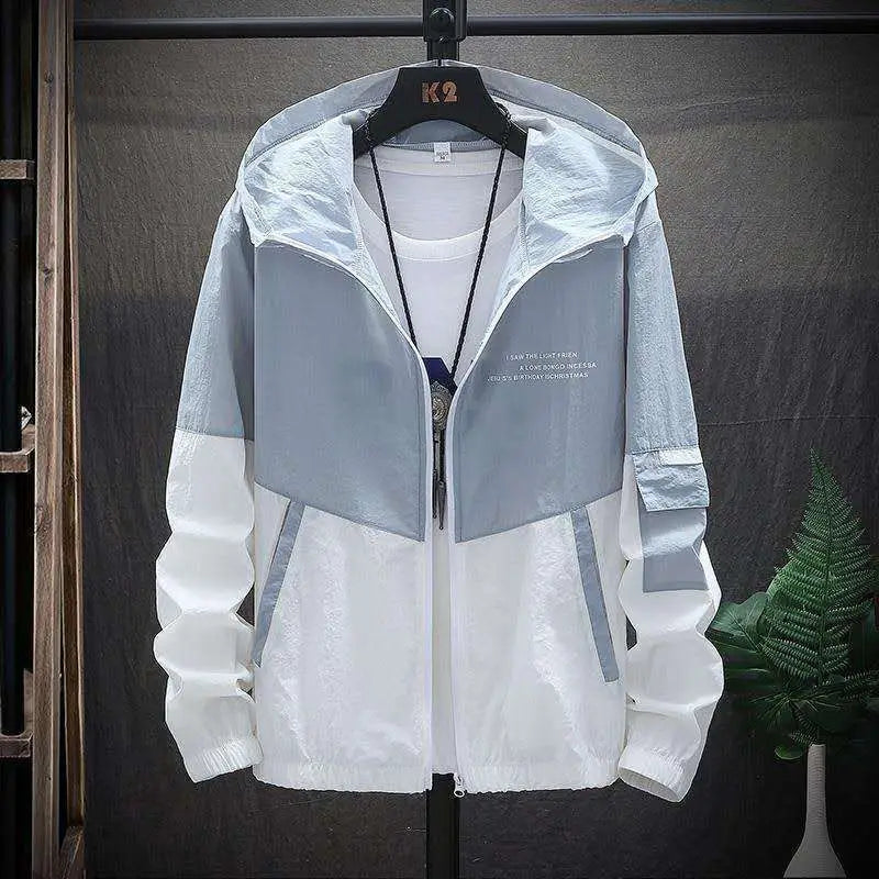 Korean Style Sun Protection Hoodie Jacket for Men Thin Breathable UV Shield Outdoor Windbreaker Fishing Hiking Sun Jacket Unisex
