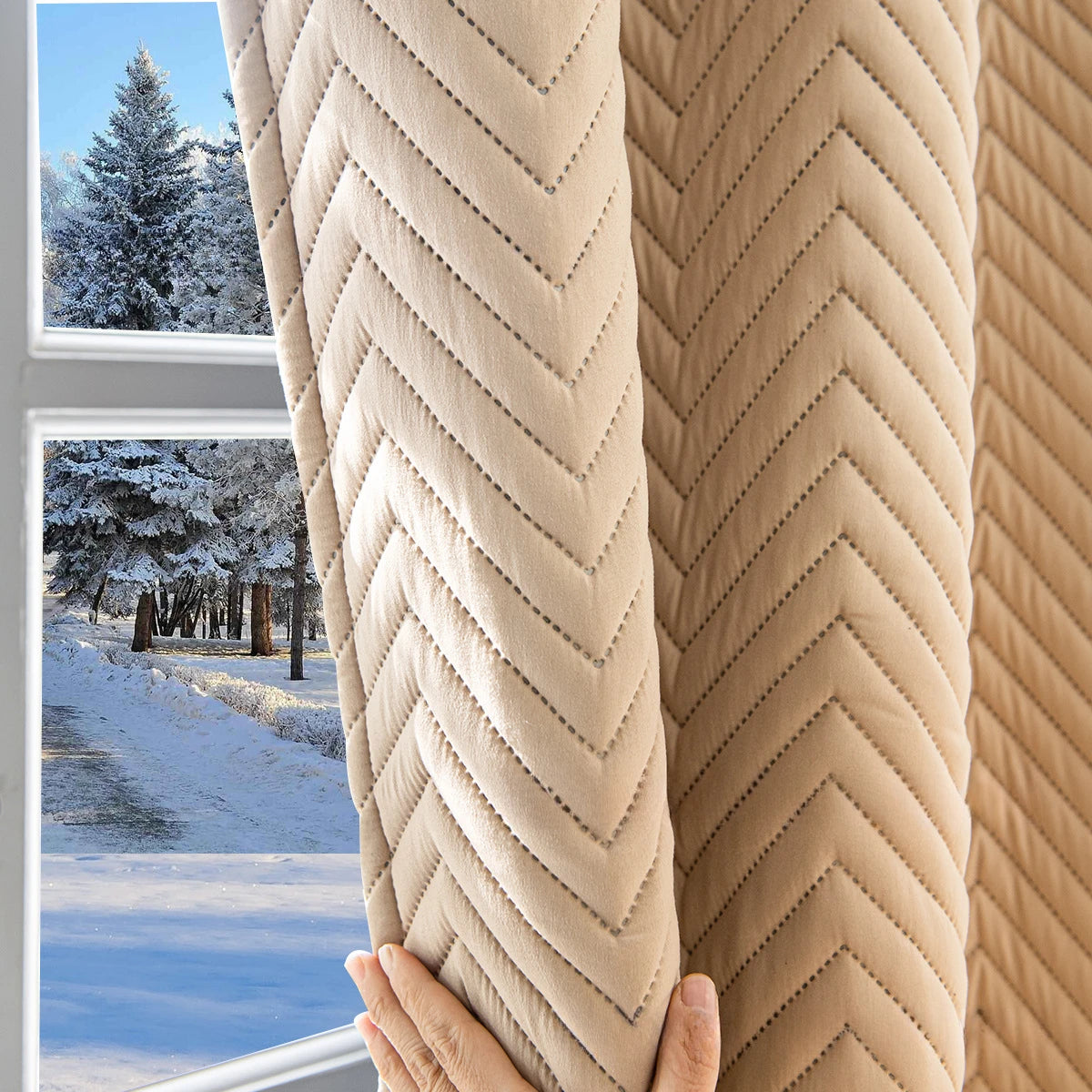 Blackout Thermal Curtains - Heavy Duty Quilted Window Drapes for Living Room
