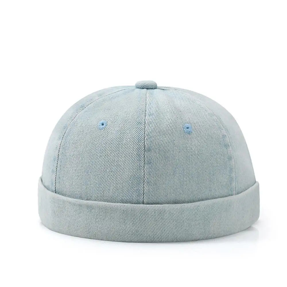 Fashion Denim Docker Cap Brimless Hat Solid Skullcap Solid Color Sailor Cap Beanie Hats Men Women Bucket Cap Adjustable Dad Hat