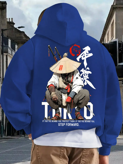 Japan Style Men Women Pullover Hoodie Street Casual Harajuku Retro Art Swordsman Sports Y2K Autumn Winter Sweatshirt Top Clothes