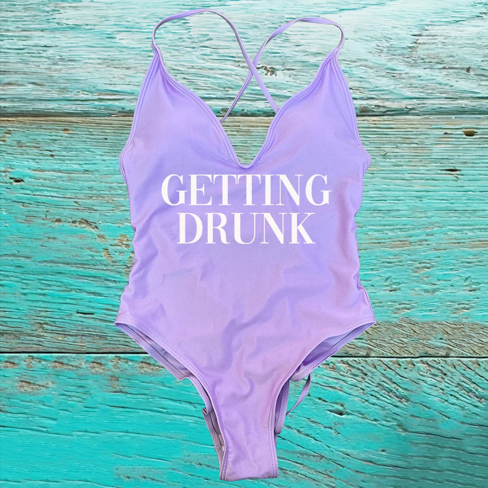 GETTING MARRIED Padded Bride  One Piece Swimsuit GETTING DRUNK Women Swimwear Bathing Suit Swimming Suit Summer SQUAD Beachwear