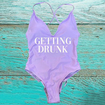 GETTING MARRIED Padded Bride  One Piece Swimsuit GETTING DRUNK Women Swimwear Bathing Suit Swimming Suit Summer SQUAD Beachwear