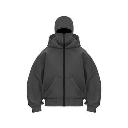 Men and Women Balaclava Y2K Gothic Harajuku Spring Autumn Winter New Item Double Hooded Sweatshirt Men Hooded Mask Zipper Jacket
