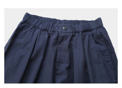 Solid Color Wide Leg Cargo Pants Mens Baggy Pleated Streetwear Elastic Waist Casual Loose Trousers Men