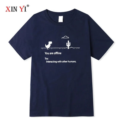 Men's High Quality Cotton Blend Funny Dinosaur Print T Shirt Loose O-neck Men Tshirt Short Sleeve T-shirt Male Tees Tops