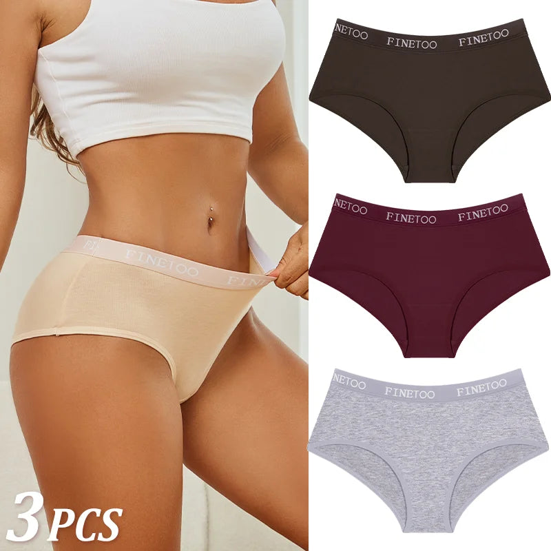 Women Cotton Briefs - Soft Breathable Low-Rise Panties 3Pcs Cotton Underwear Set