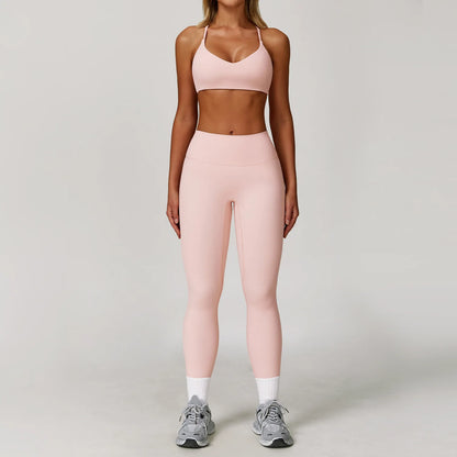 Women Yoga Sports Set - Running Fitness Outfit with Super Elastic, Breathable Gym Tracksuit