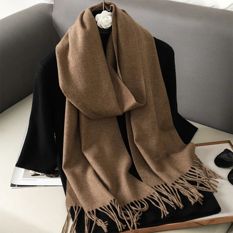 62-Color Cashmere Winter Scarf - Warm Thicken Pashmina Shawl with Tassels