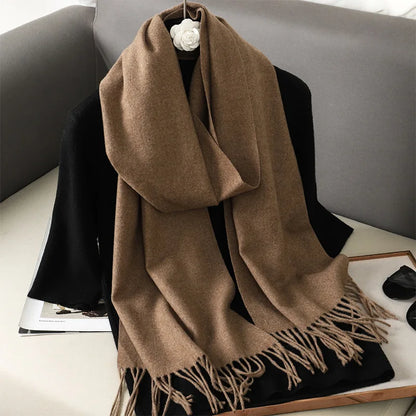 62-Color Cashmere Winter Scarf - Warm Thicken Pashmina Shawl with Tassels