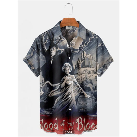 Retro Movie Character Shirt - Casual Summer Short Sleeve Hawaiian Top for Men - ZOOMNSTORE