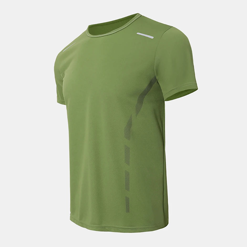 Men's Quick-Dry Sports Shirt – Multicolor Summer Running Badminton Tee with Reflective Strip
