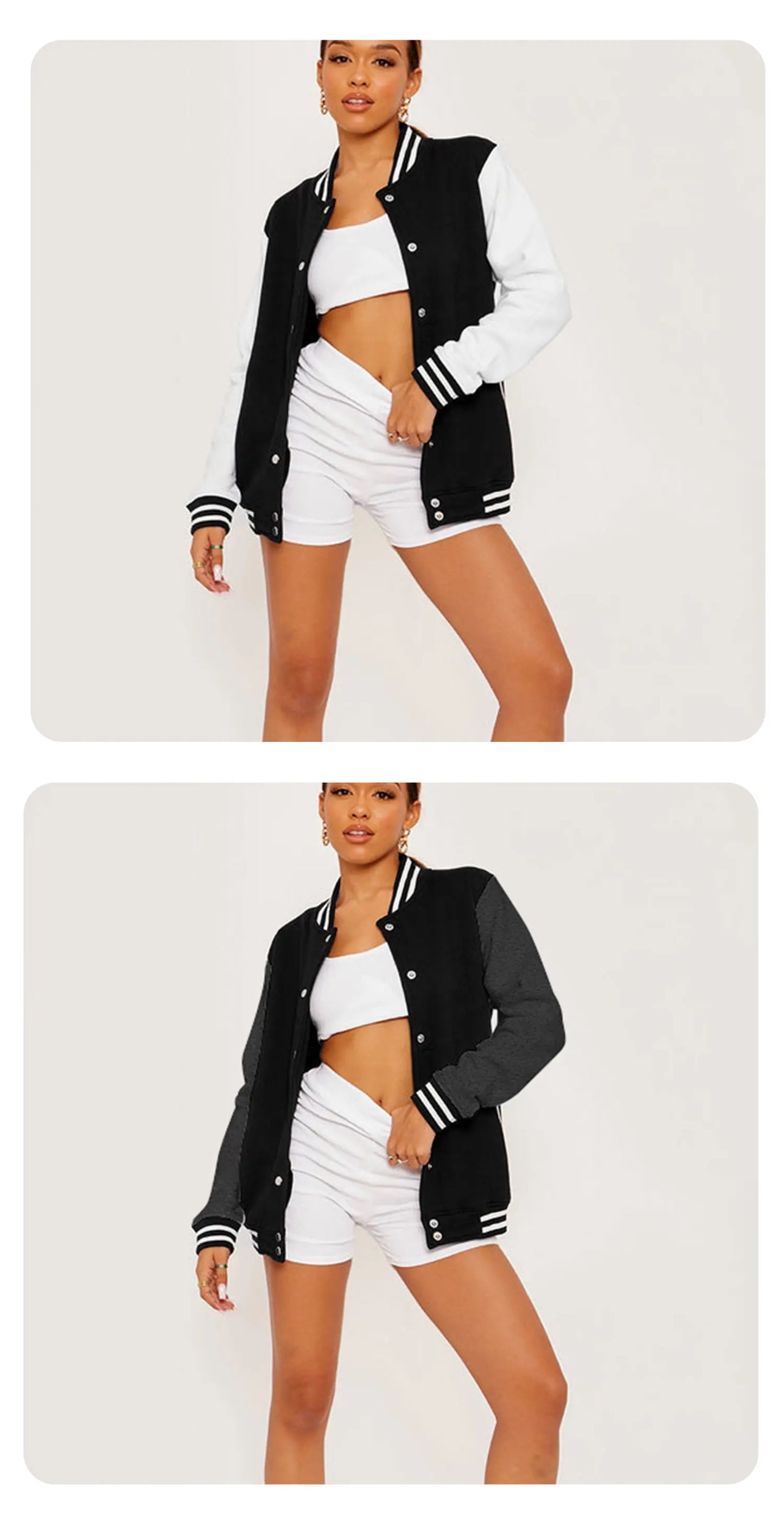Womens Winter Jacket - Comfortable Fleece Warm Baseball Jersey Coat With Pockets