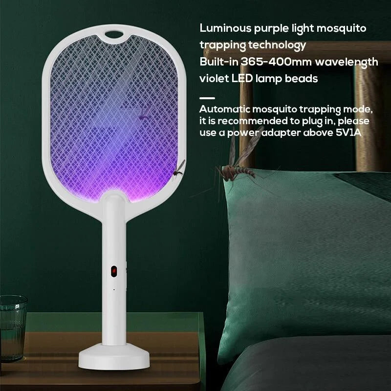 3 In 1 Electric Mosquito Swatter Mosquito Killer Lamp Killer Insect Killer 3000V Type-C Rechargeable Mosquito Killer Fly Killer
