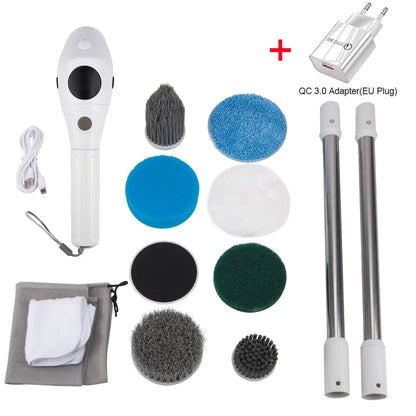 8-in-1 Multifunctional Electric Cleaning Brush Bathroom Kitchen Brush Cleaning With LED NightLight Rotatable Household Brush