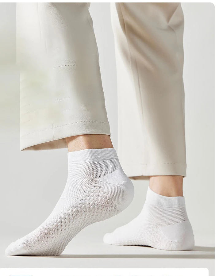 4 Pairs Men's Socks Classical Pure Cotton Antibacterial Deodorant Mesh Sweat Absorption Foot Massage Short Socks Sports Bussiess