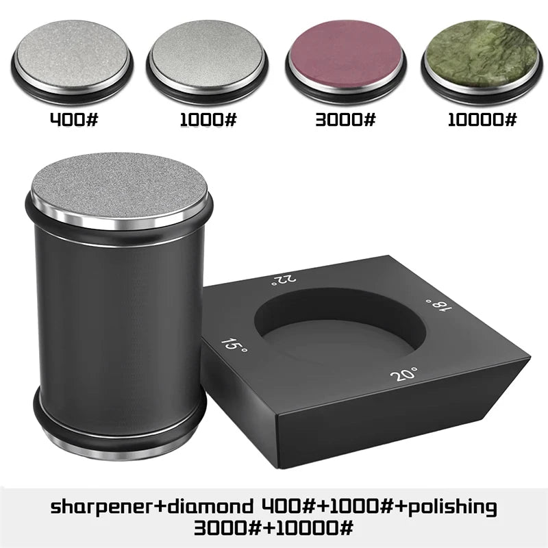 Rolling Knife Sharpener - 4 Angle Sharpening System With Diamond Whetstone Kit